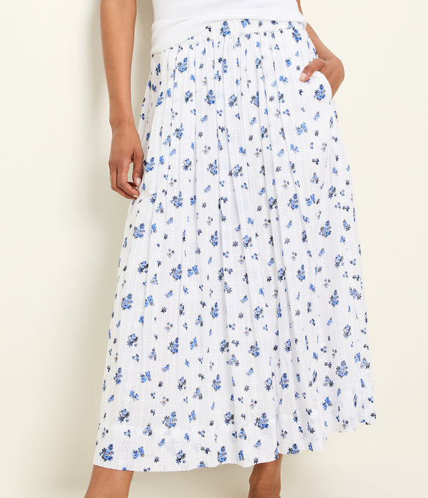 Camielle Floral Skirt in BLUE RIBBON FLORAL Close Up View #BLUE RIBBON FLORAL