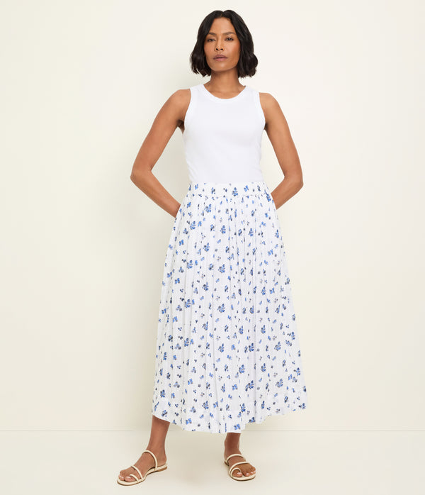 Camielle Floral Skirt in BLUE RIBBON FLORAL Full Body View #BLUE RIBBON FLORAL