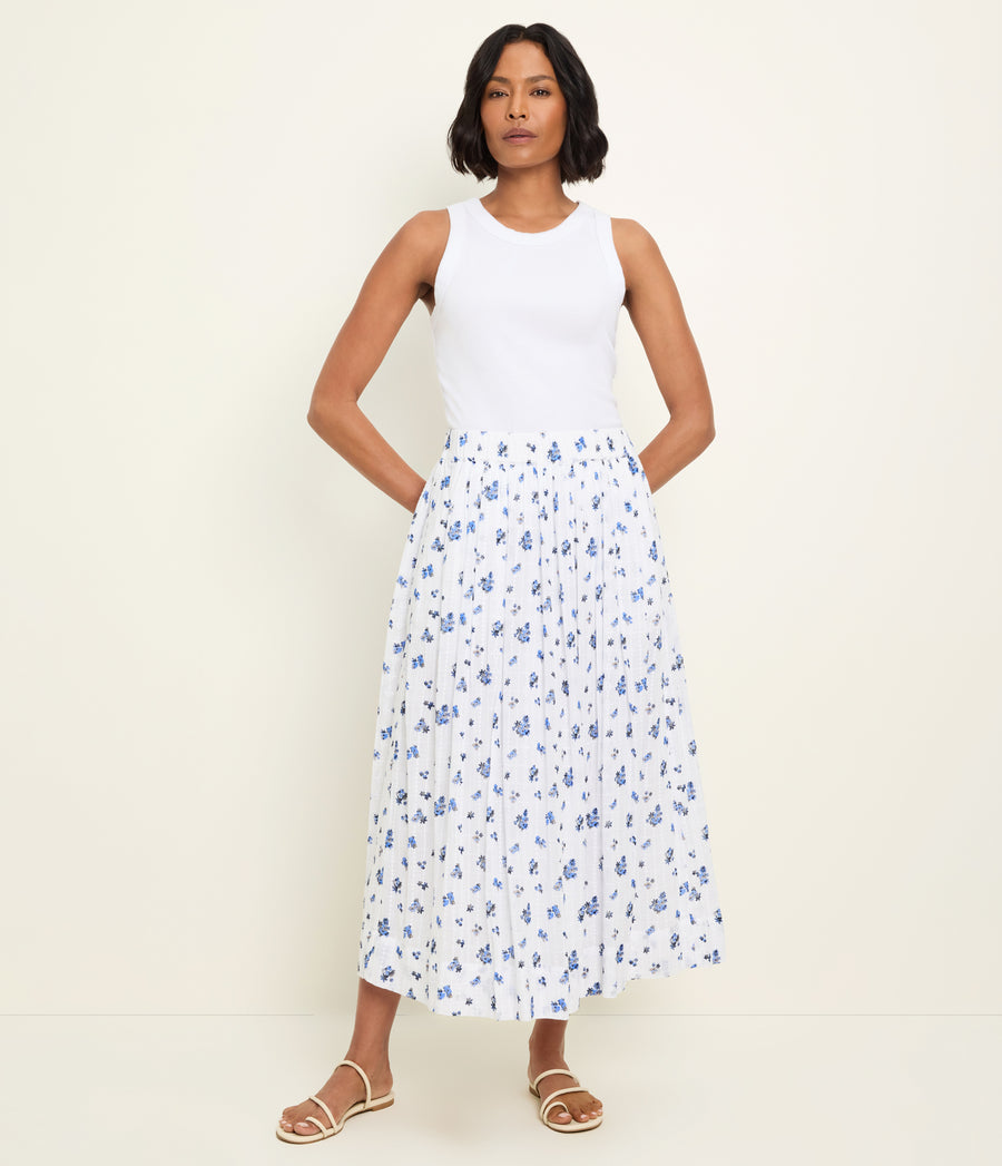 Camielle Floral Skirt in BLUE RIBBON FLORAL Full Body View #BLUE RIBBON FLORAL