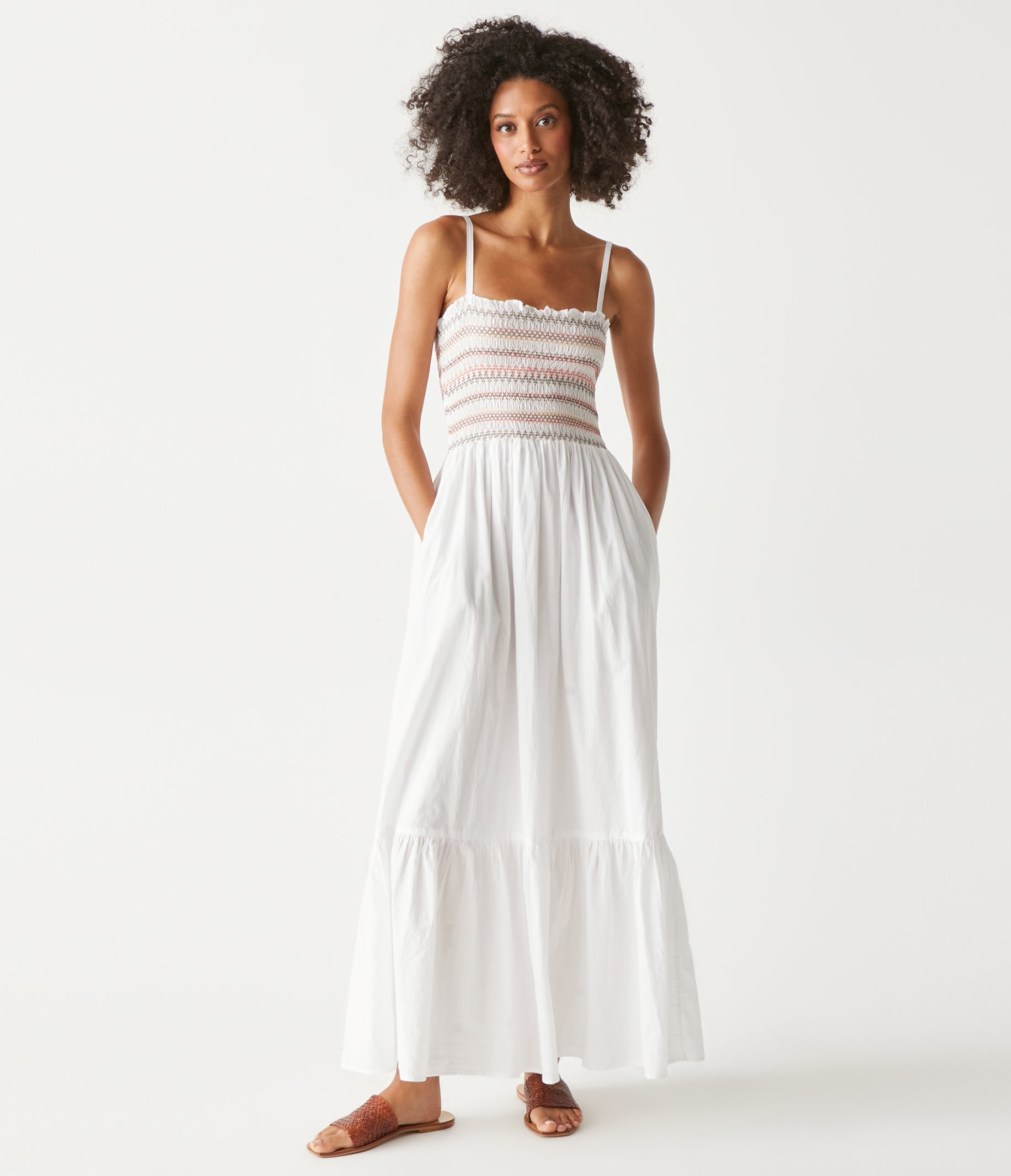White smocked maxi dress Clearance