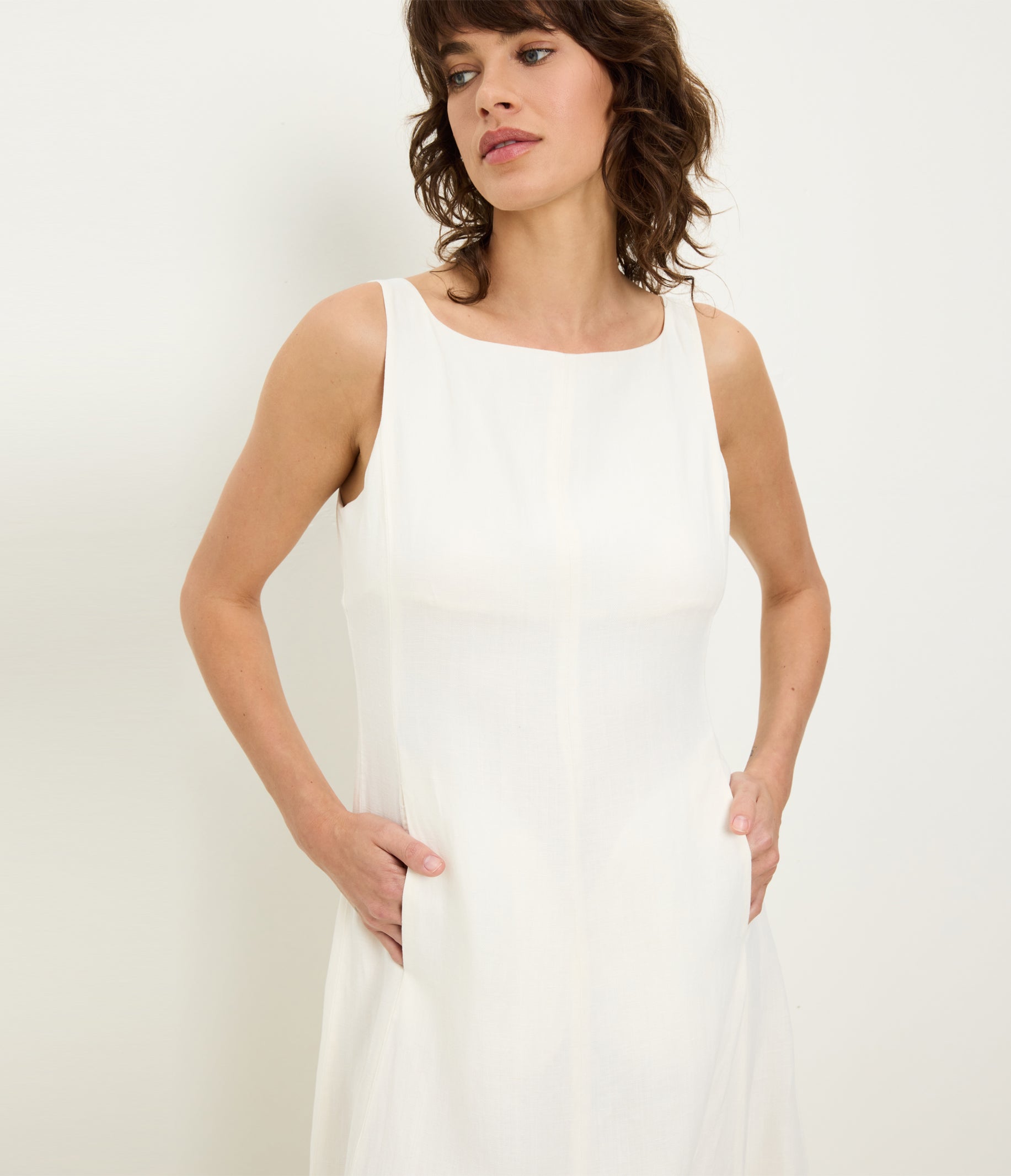 Women's Palmira Linen Midi Dress - Nocturnal - Size M