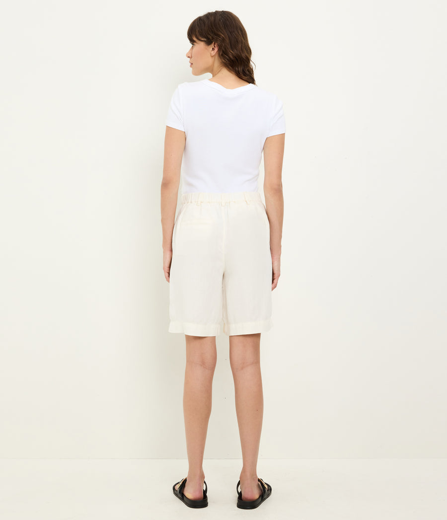 Lacey Linen Short in Parchment White Back View #PARCHMENT
