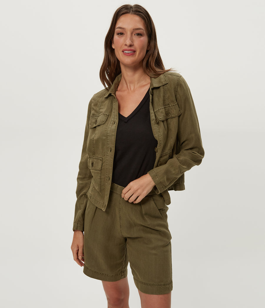 Nash Linen Jacket Full Body View #CAPER