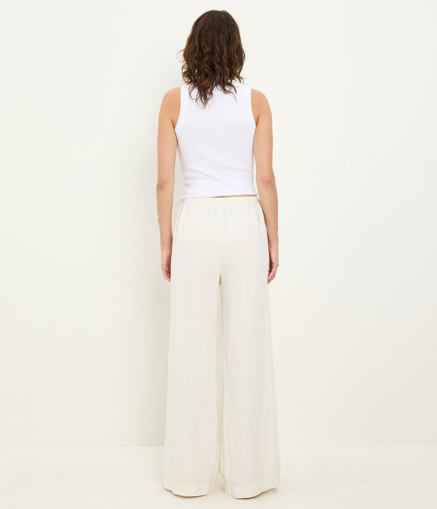Marissa Linen Drawstring Pant in Parchment White Back View #PARCHMENT