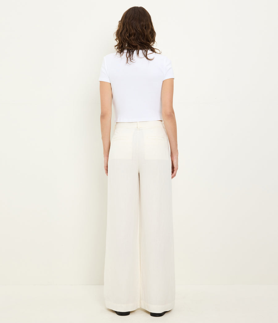 April Linen Trouser in Parchment White Back View #PARCHMENT