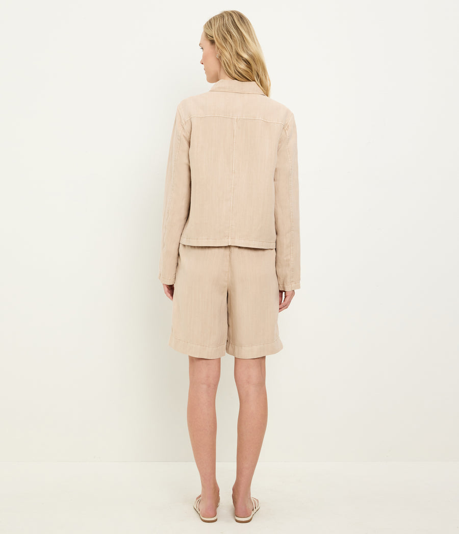 Nash Linen Jacket in  MACADAMIA Beige Back View #MACADAMIA
