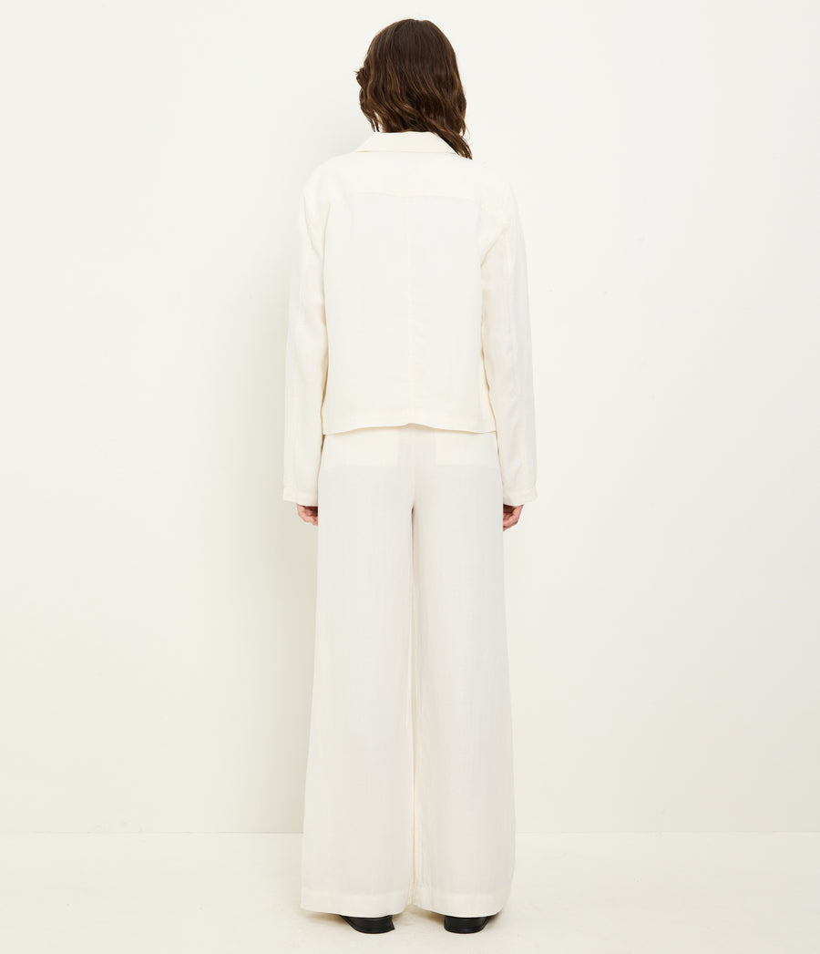 Nash Linen Jacket in Parchment White Back View #PARCHMENT