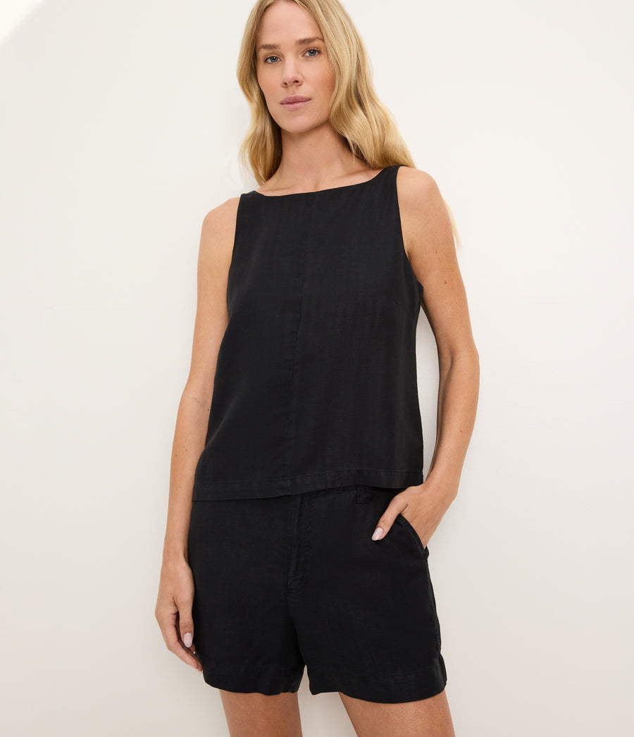Zara Straight Neck Sleeveless Top BLACK / XL #BLACK