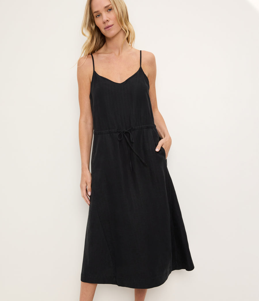 Sabine Linen Dress BLACK / XL #BLACK