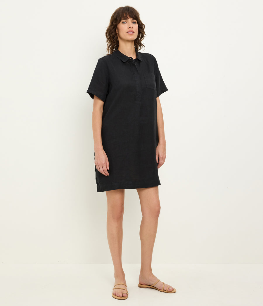 Ola Utility Dress in Black  Side View #BLACK
