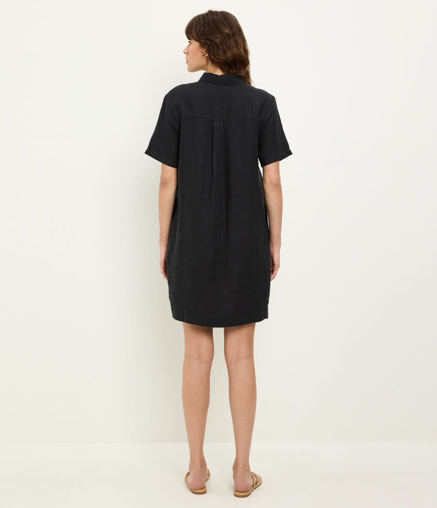 Ola Utility Dress in Black  Back View #BLACK