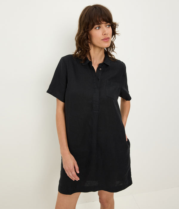 Ola Utility Dress in Black  Full Body View #BLACK