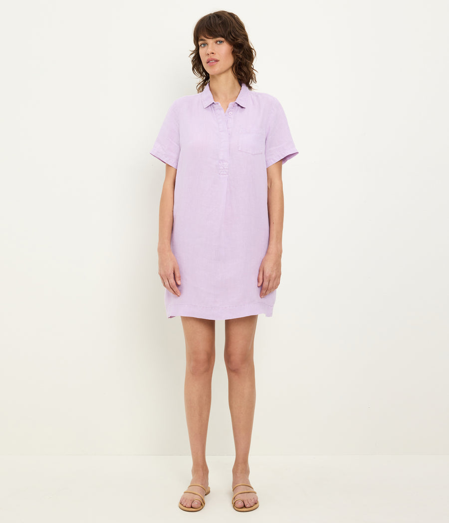 Ola Utility Dress in WHIMSY PURPLE Full Body View #WHIMSY