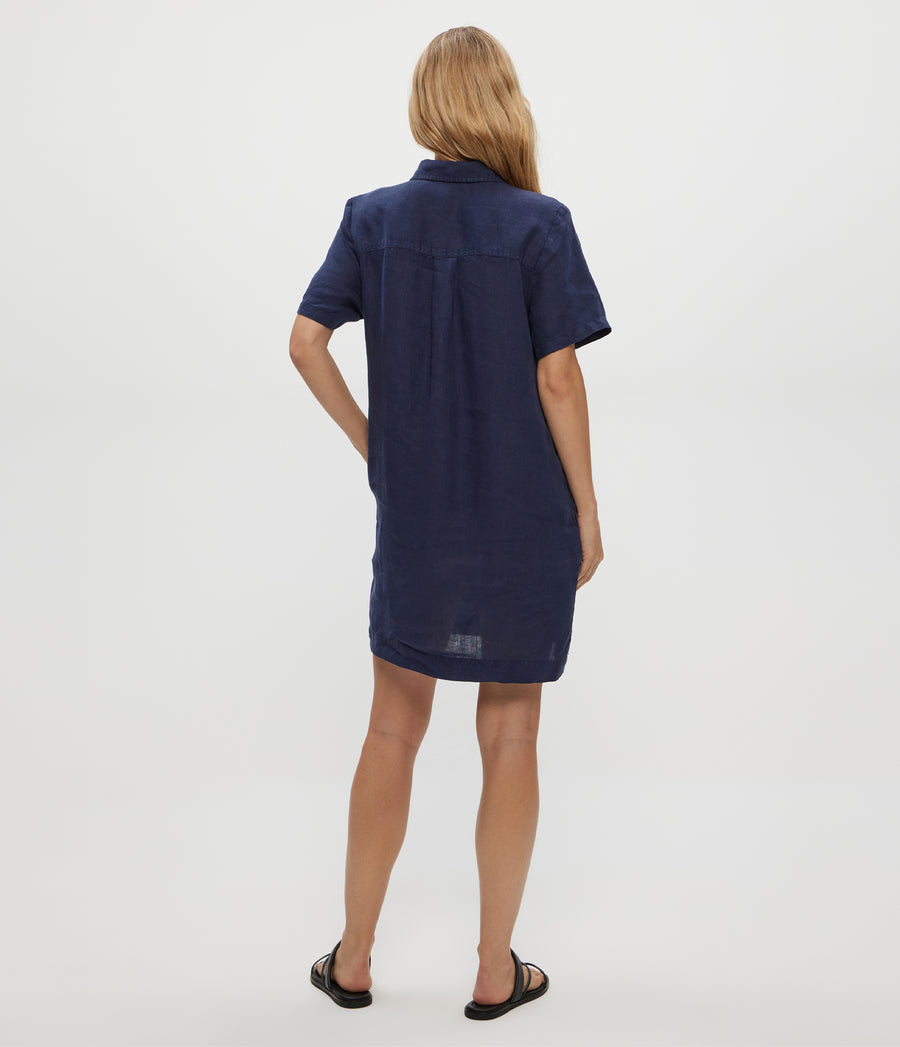 Ola Utility Dress in Nocturnal Blue Back View #NOCTURNAL