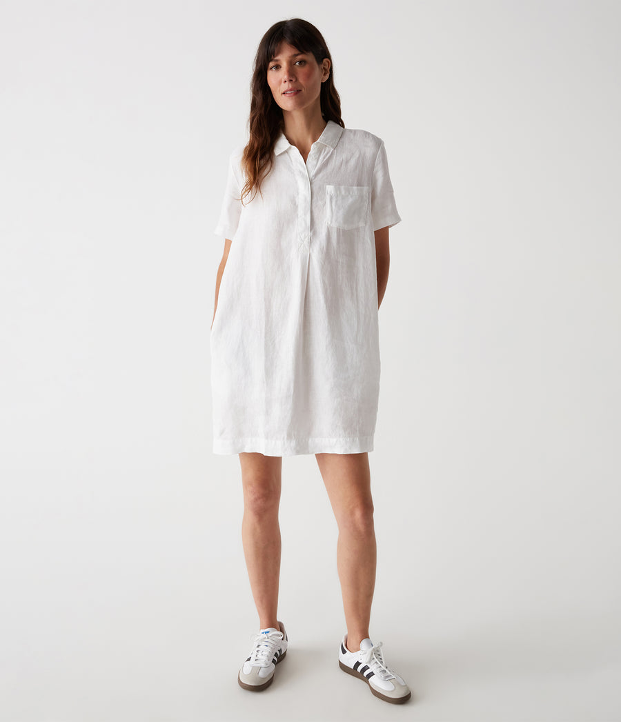Ola Utility Dress in White Full Body View #WHITE