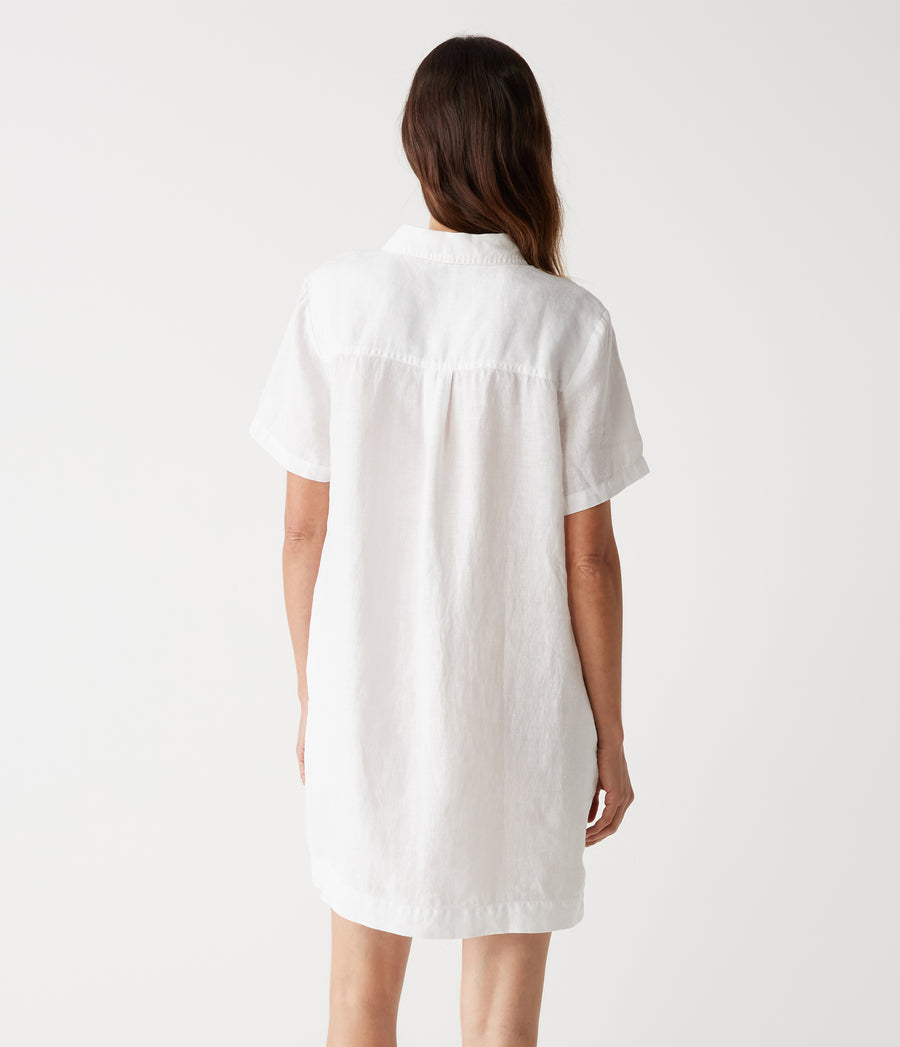 Ola Utility Dress in White Back View #WHITE