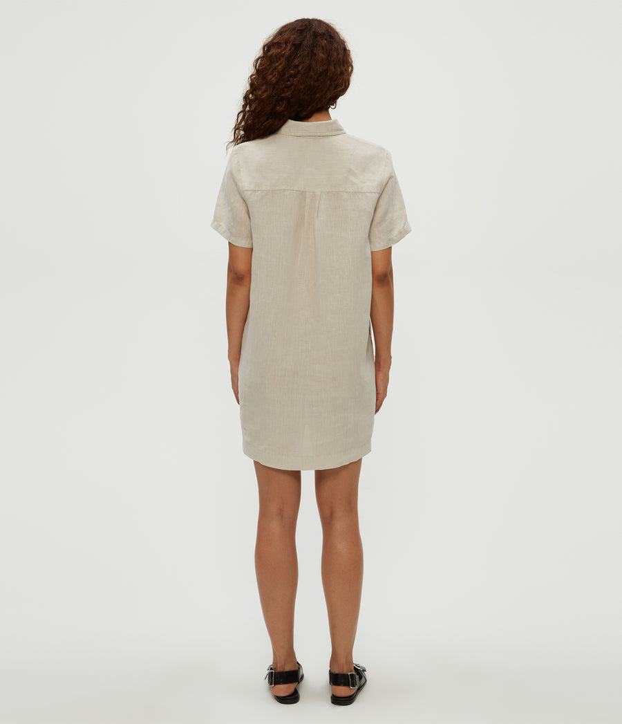 Ola Utility Dress in Windchime Brown Back View #WINDCHIME