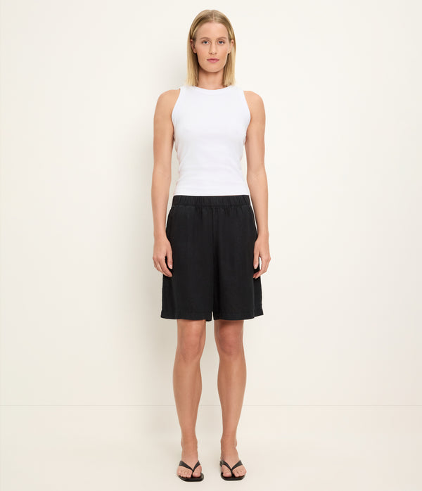 Veya Bermuda Shorts in Black Full Body View #BLACK