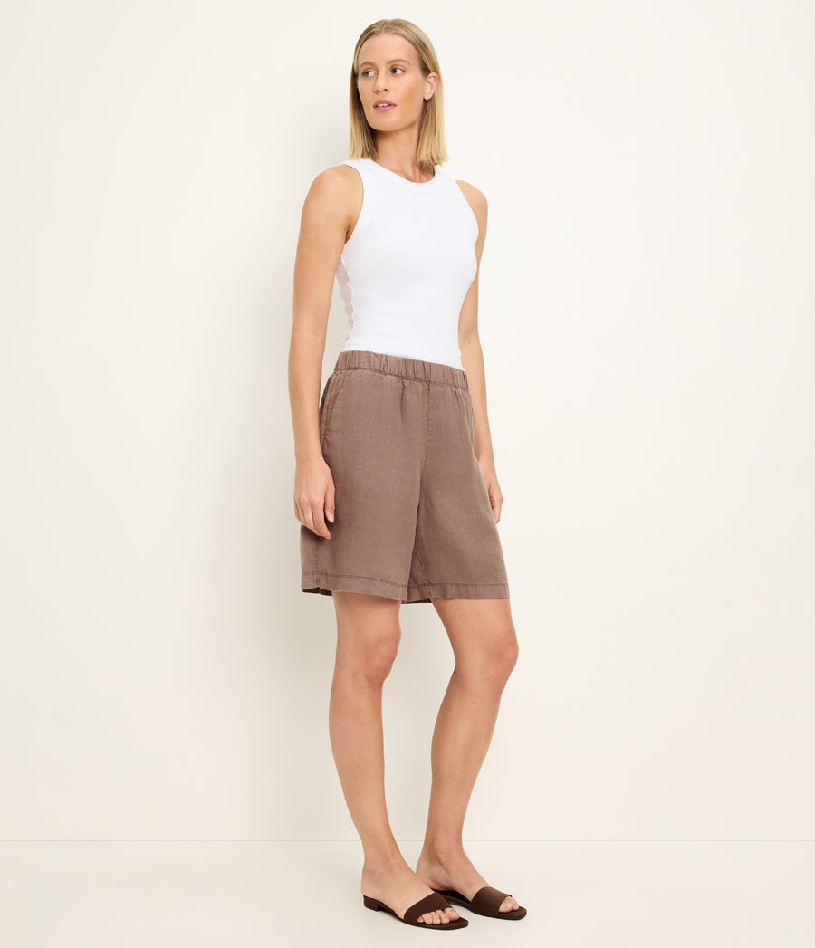 Veya Bermuda Shorts in QUICKSAND Brown Side View #QUICKSAND