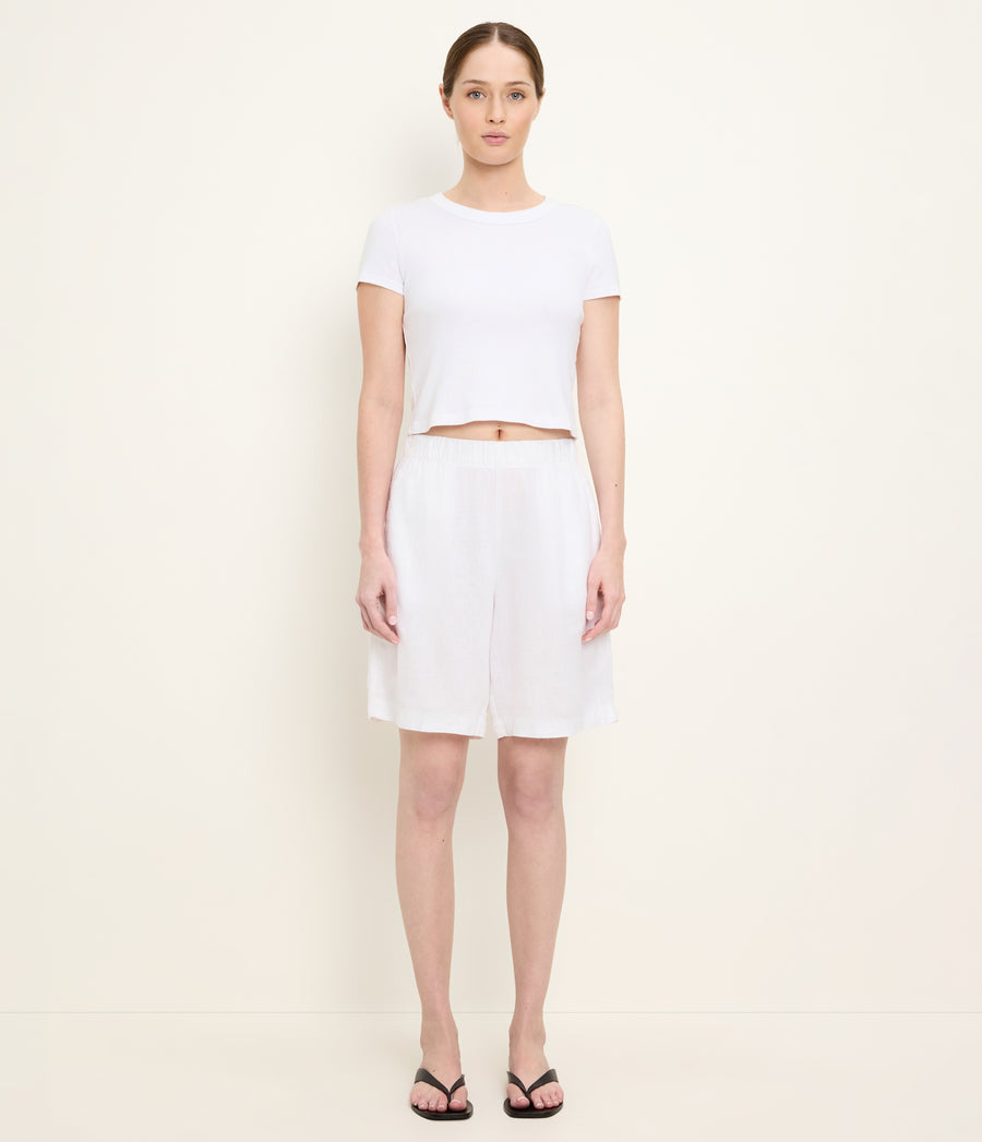 Veya Bermuda Shorts in White Full Body View #WHITE