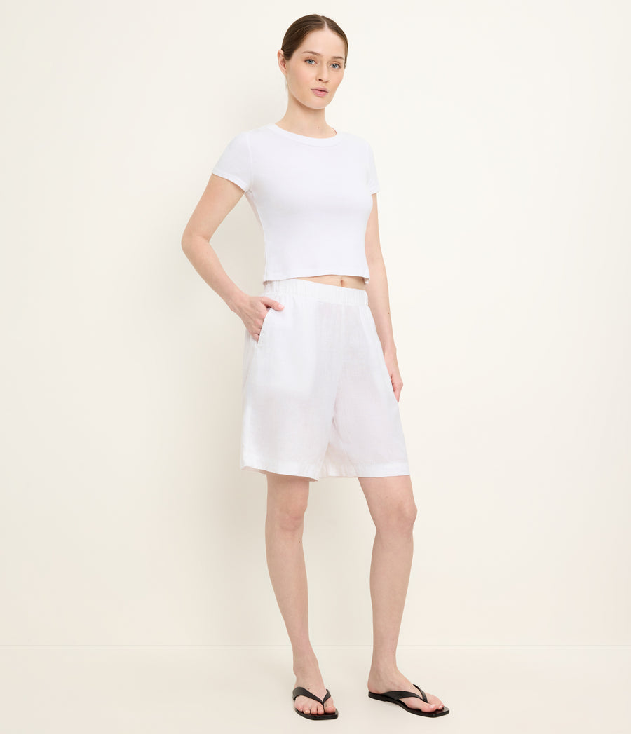 Veya Bermuda Shorts in White Side View #WHITE