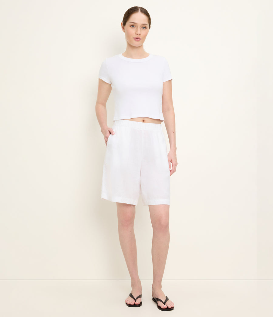 Veya Bermuda Shorts in White Full Body View #WHITE