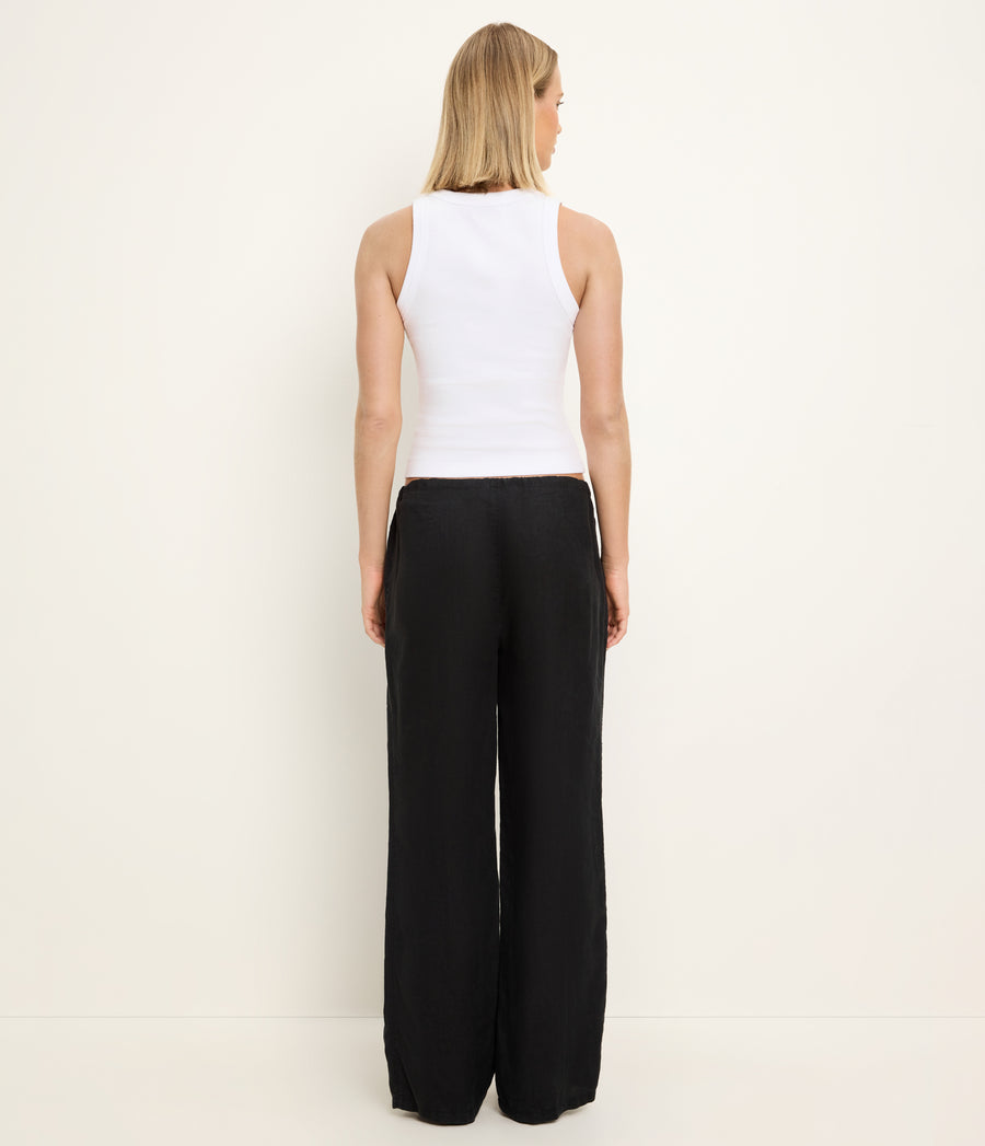 Zadie Linen Pant in Black Back View  #BLACK