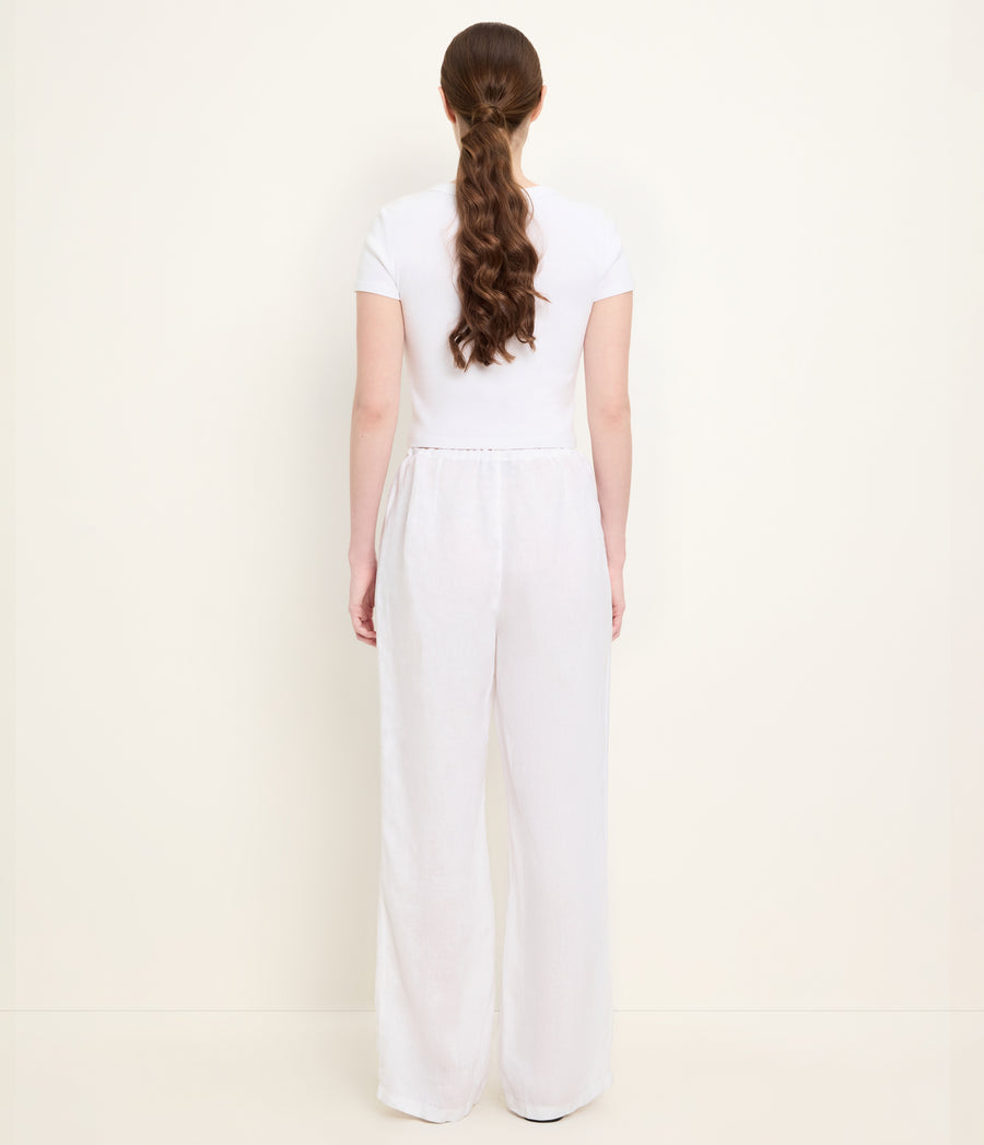 Zadie Linen Pant in White Back View  #WHITE