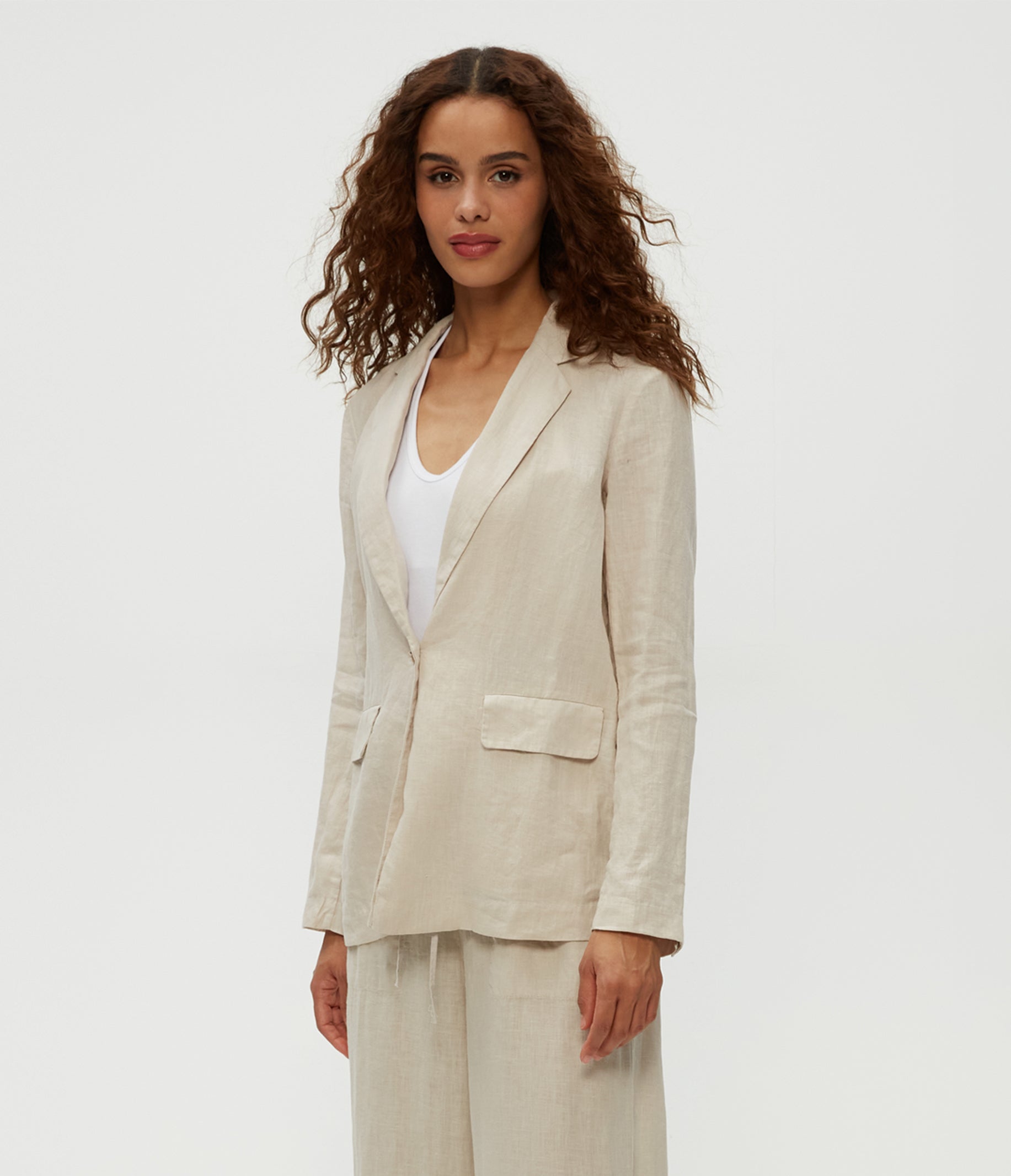 beige linen blazer
