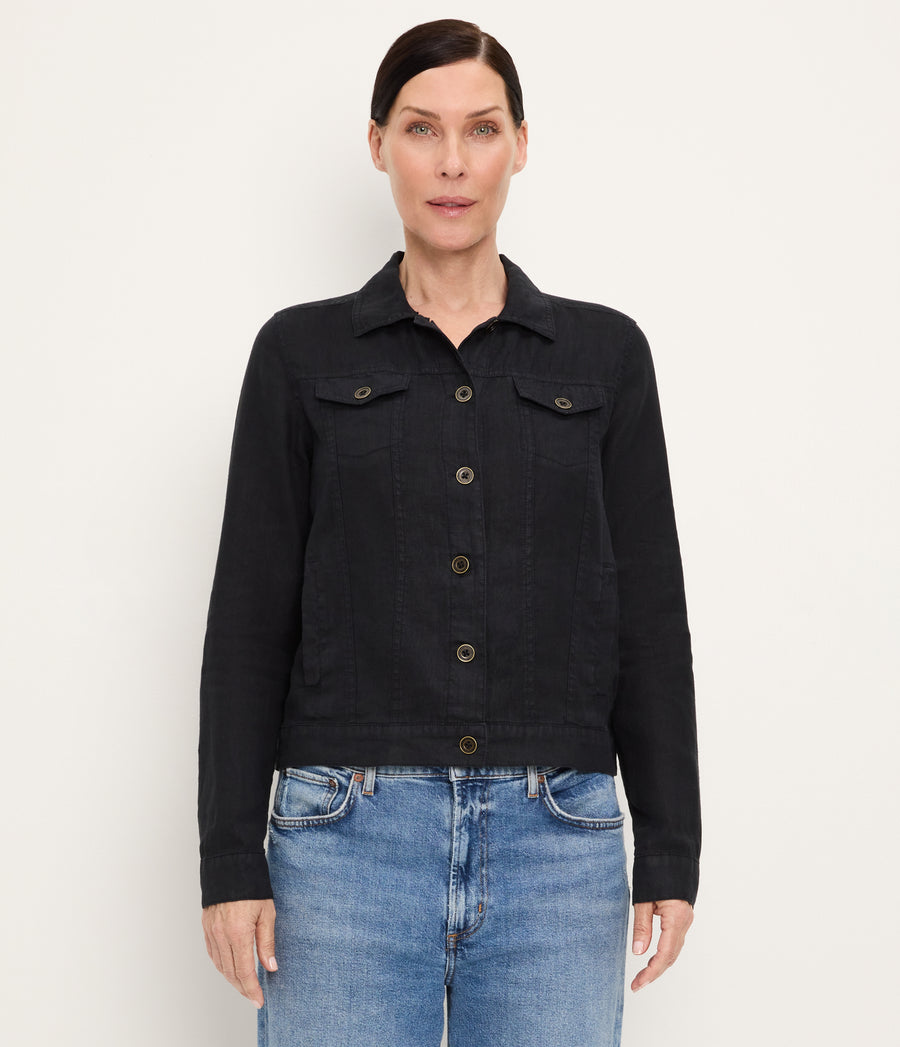 Jean Linen Jacket BLACK / XL