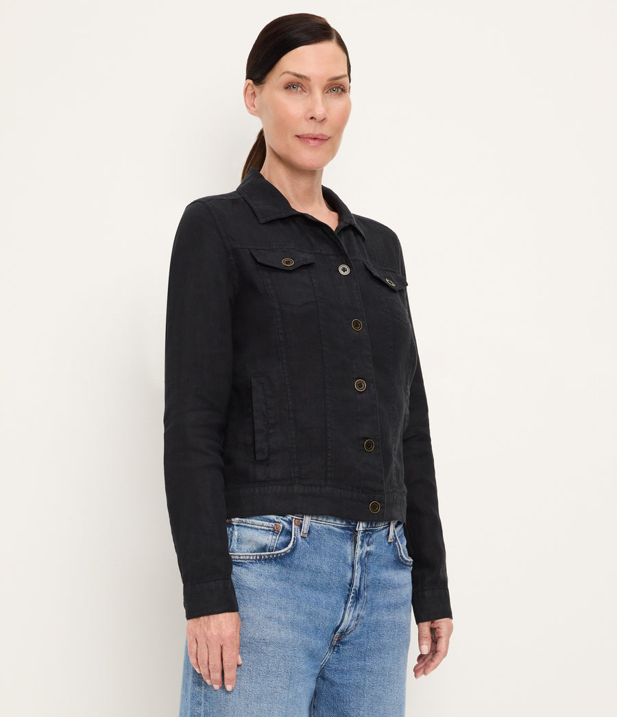 Jean Linen Jacket BLACK / XL