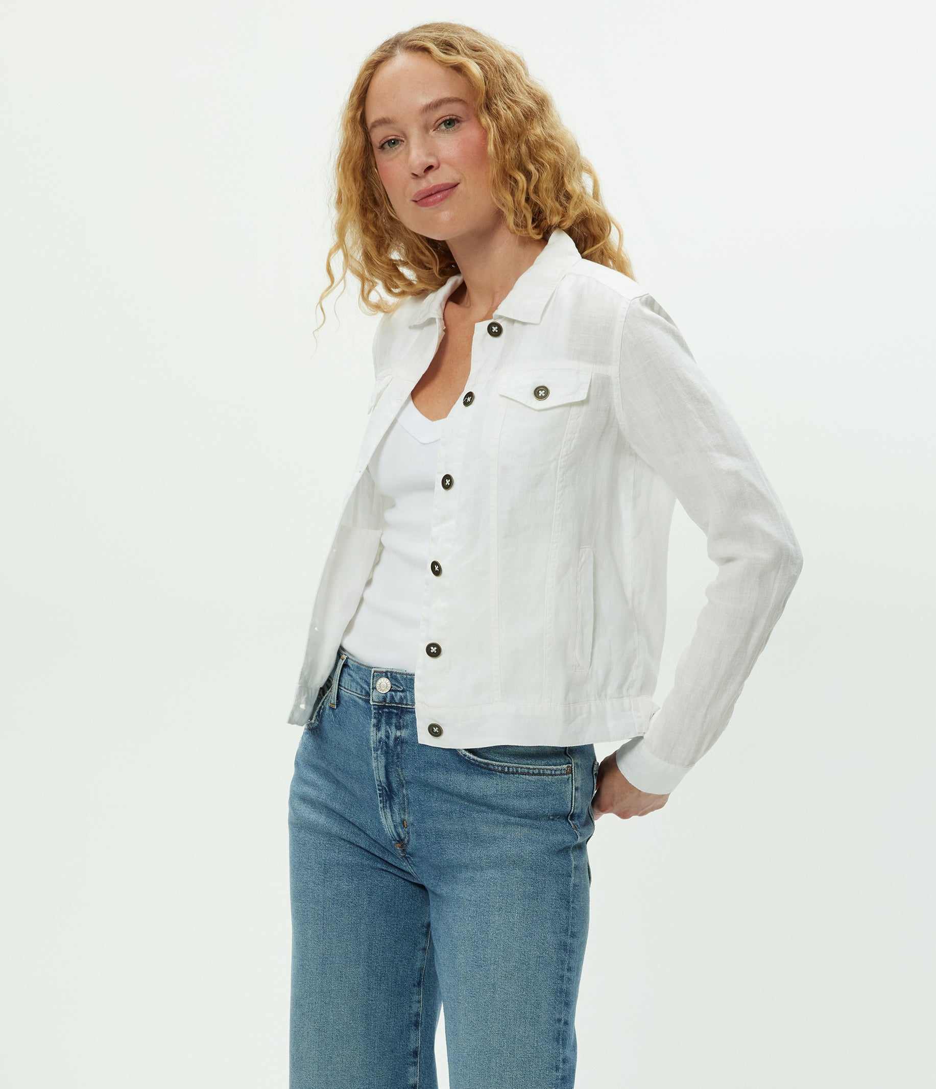 Veste Vintage Les Copains En Lin - Taille 40, Couleur Beige, état Très Bon