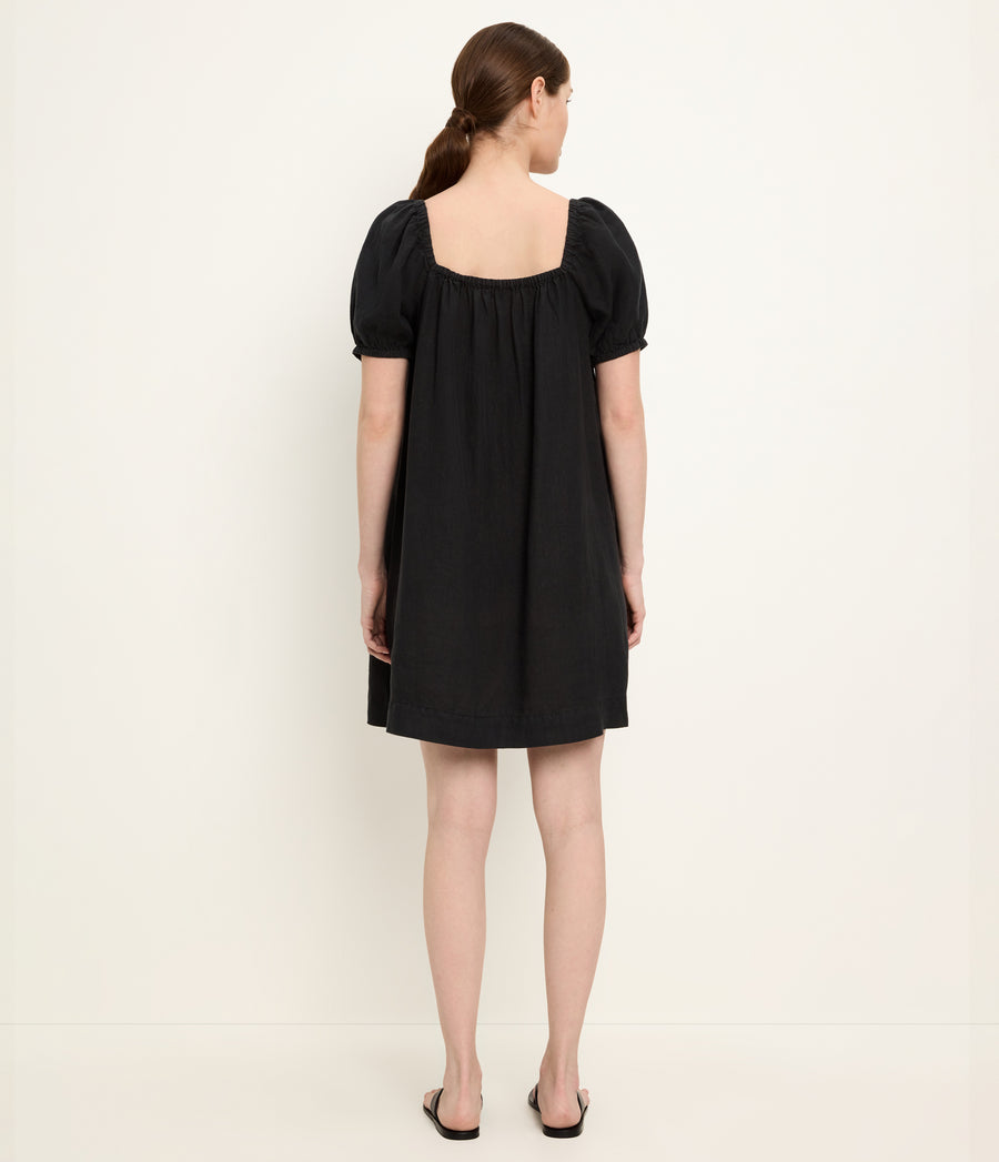 Tabitha Square Neck Babydoll Dress in Black Back View  #BLACK