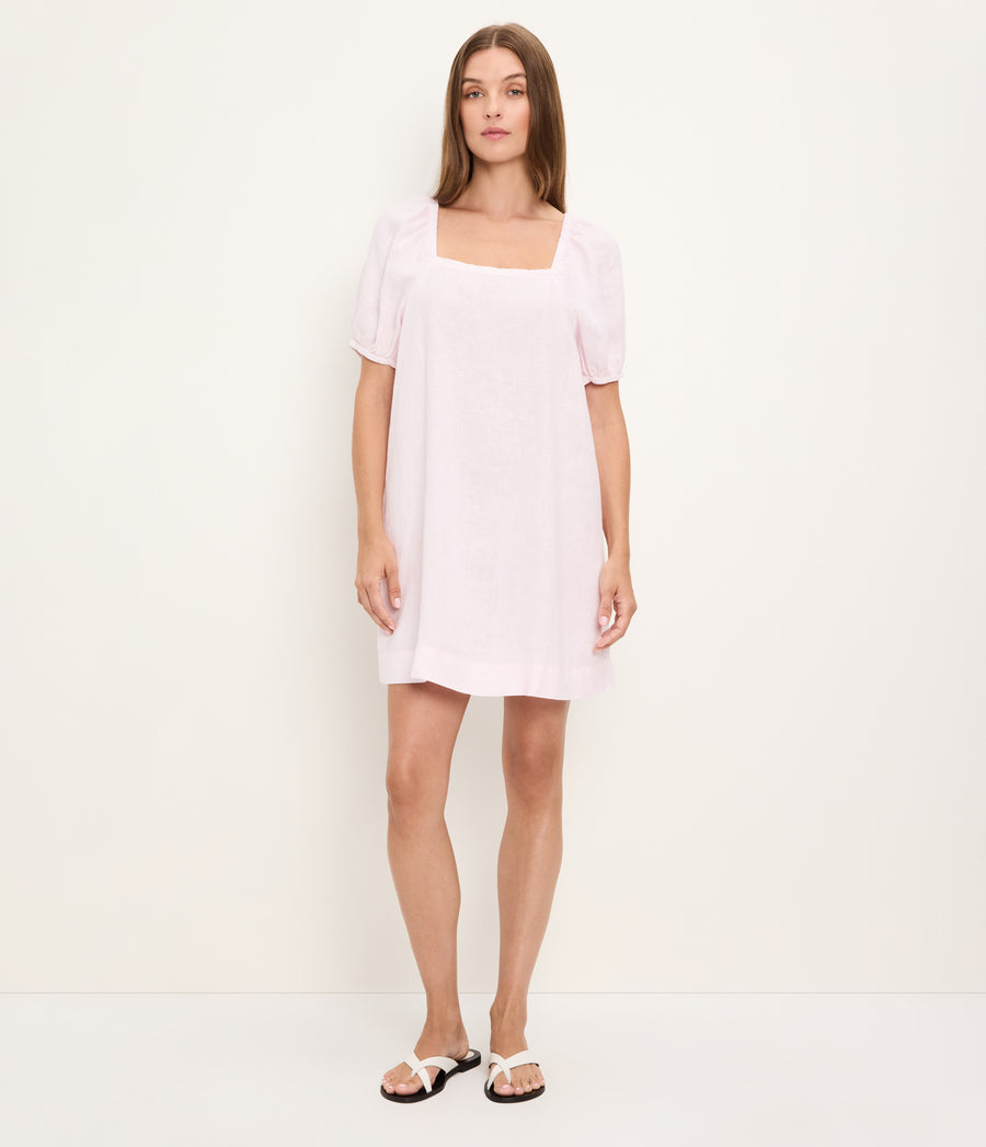 Tabitha Square Neck Babydoll Dress in BLUSH Pink Full Body View #BLUSH