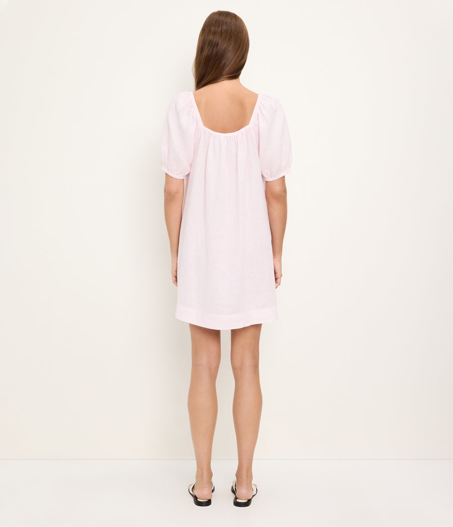 Tabitha Square Neck Babydoll Dress in BLUSH Pink Back View #BLUSH