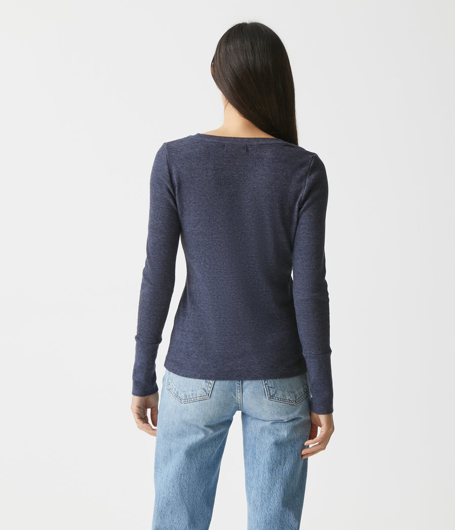Romeo Thermal V-Neck Tee in Admiral Blue Back View #ADMIRAL