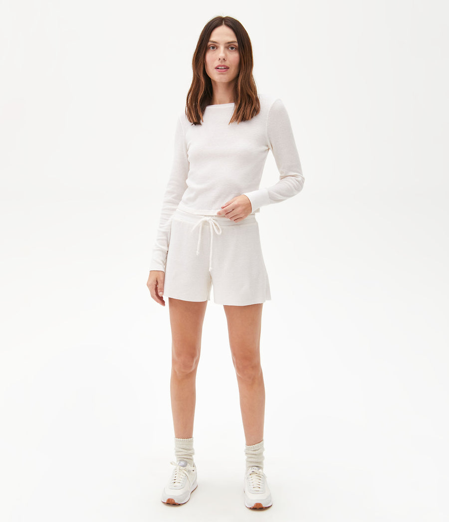 Palmer Cropped Tee in Chalk White Full Body View 
