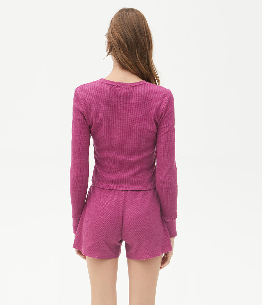Palmer Cropped Tee in Fuchsia Pink Back View #FUCHSIA