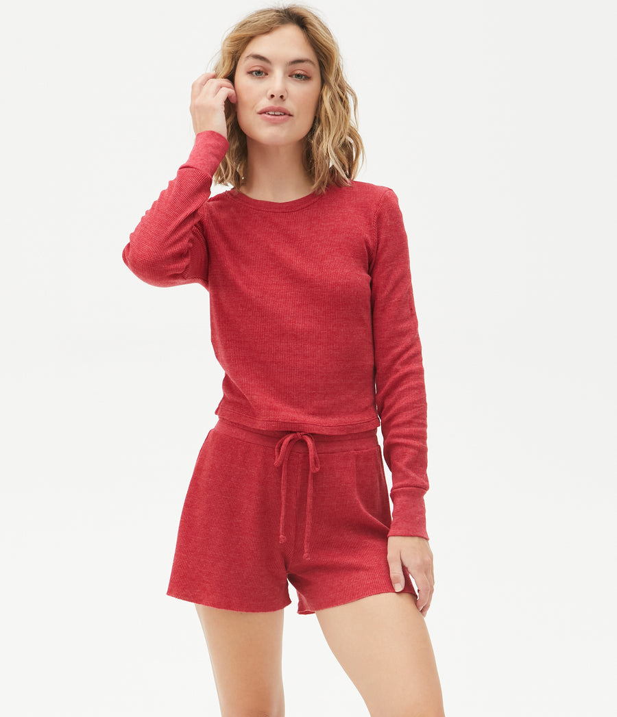 Palmer Cropped Tee in Heart Red Full Body View #HEART