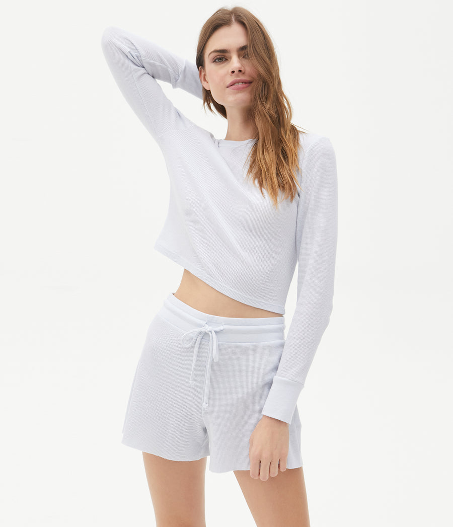 Palmer Cropped Tee in Ice Close Up View #ICE