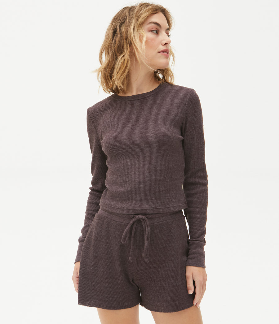 Palmer Cropped Tee in Oak Close Up View #OAK
