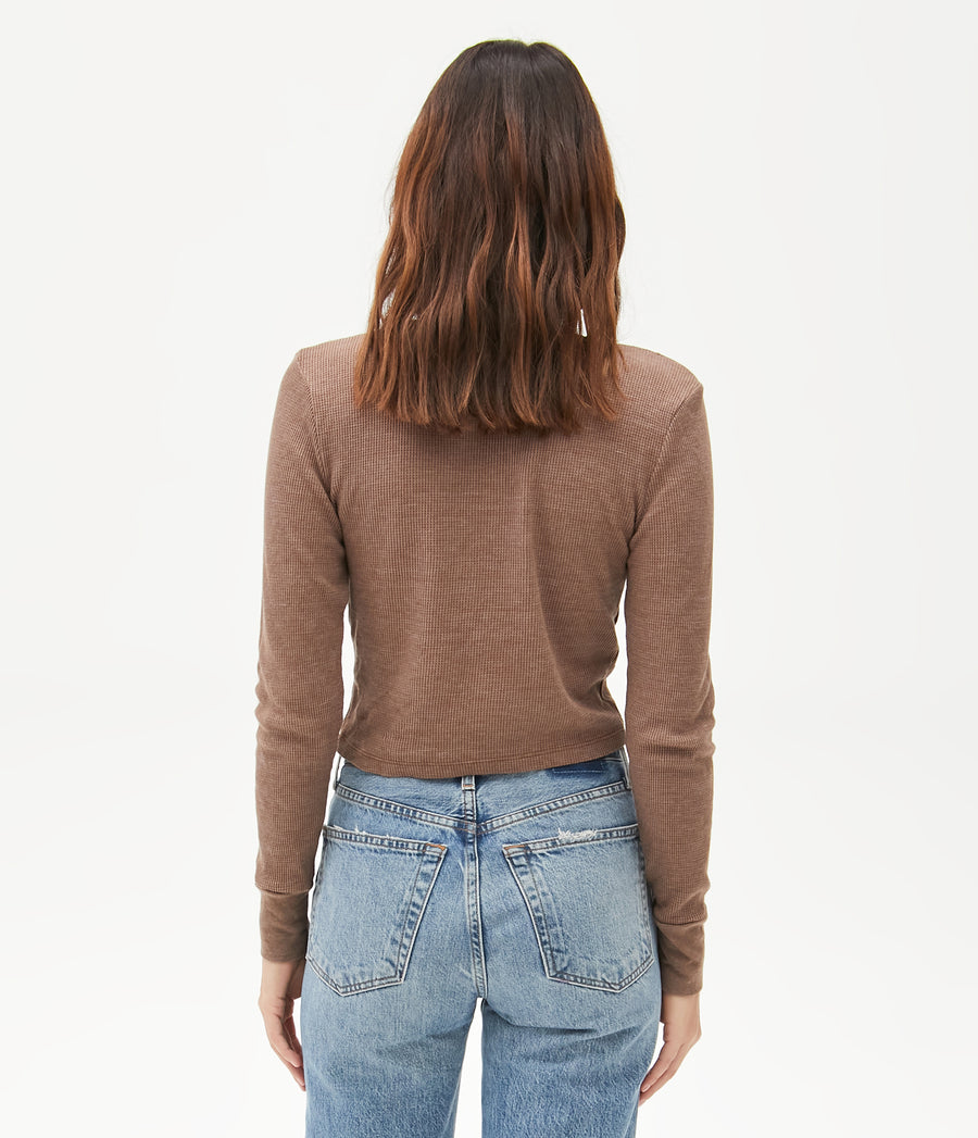 Palmer Cropped Tee in Woodchip Back View #WOODCHIP