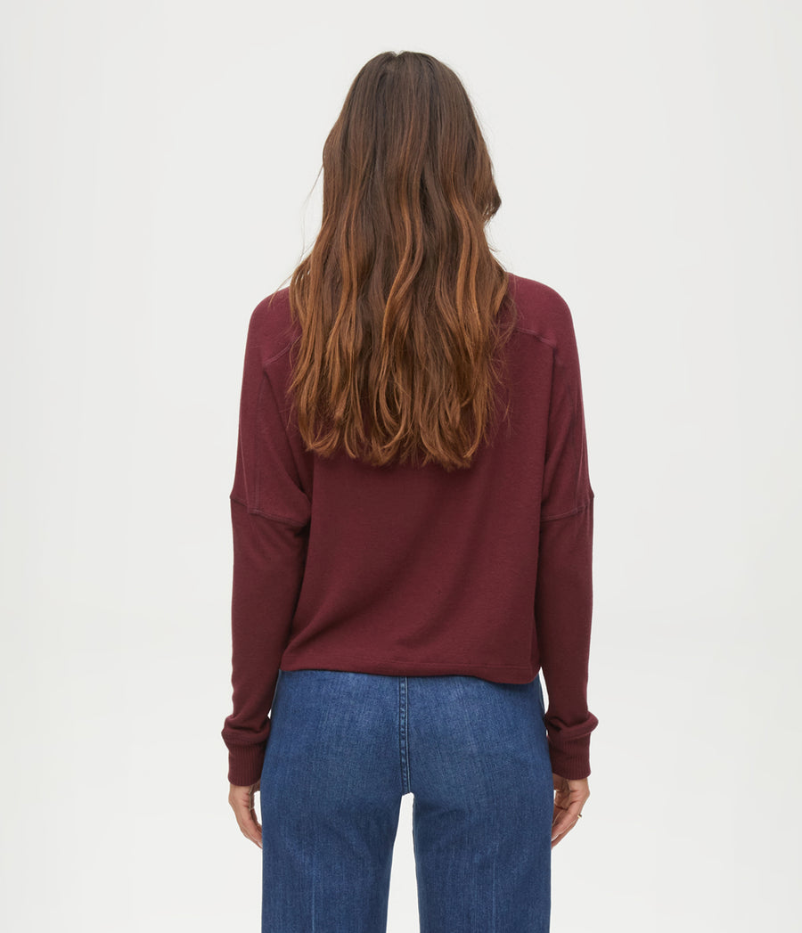 Frida Mock Neck Top in Auburn Purple Back View #AUBURN
