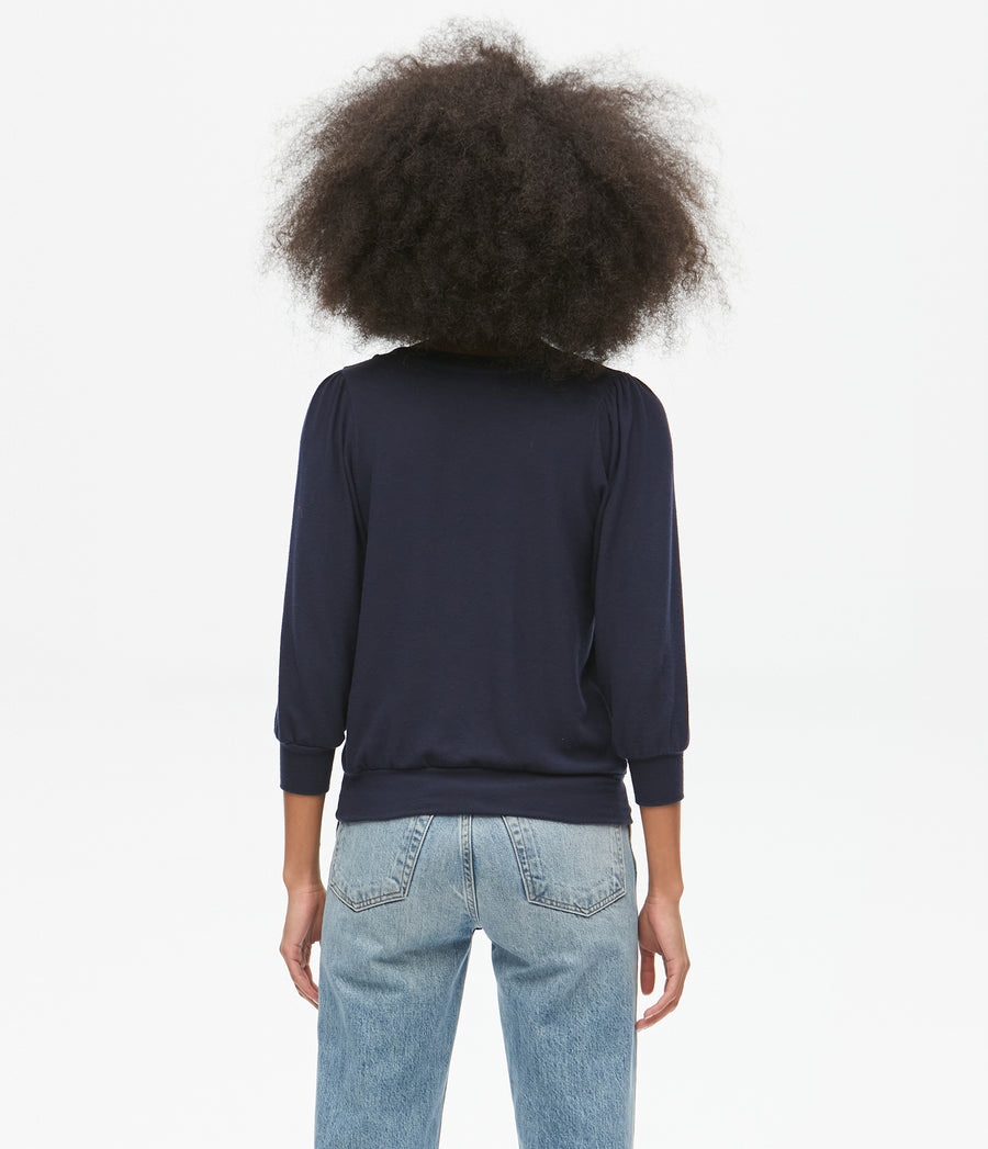 Gabriella V-Neck Top in Admiral Blue Back View #ADMIRAL