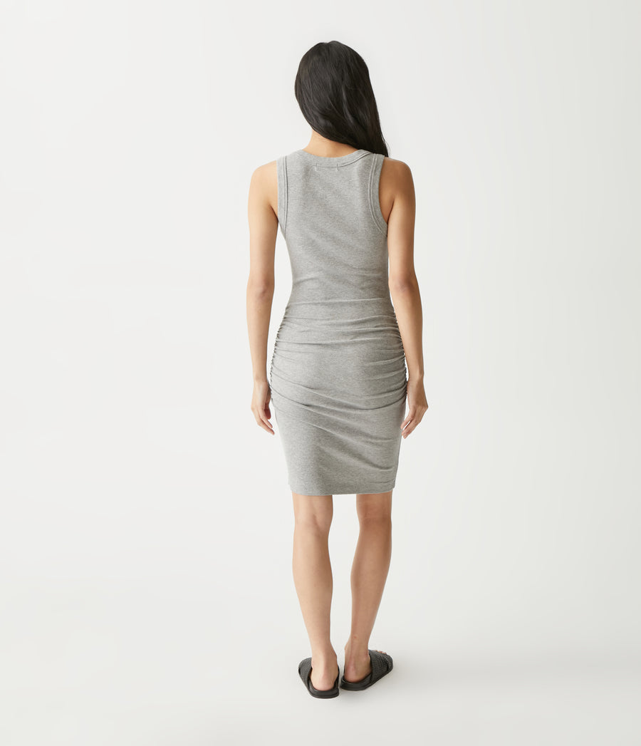 Esme Ribbed Dress in Heather Grey Back View #HEATHER GREY