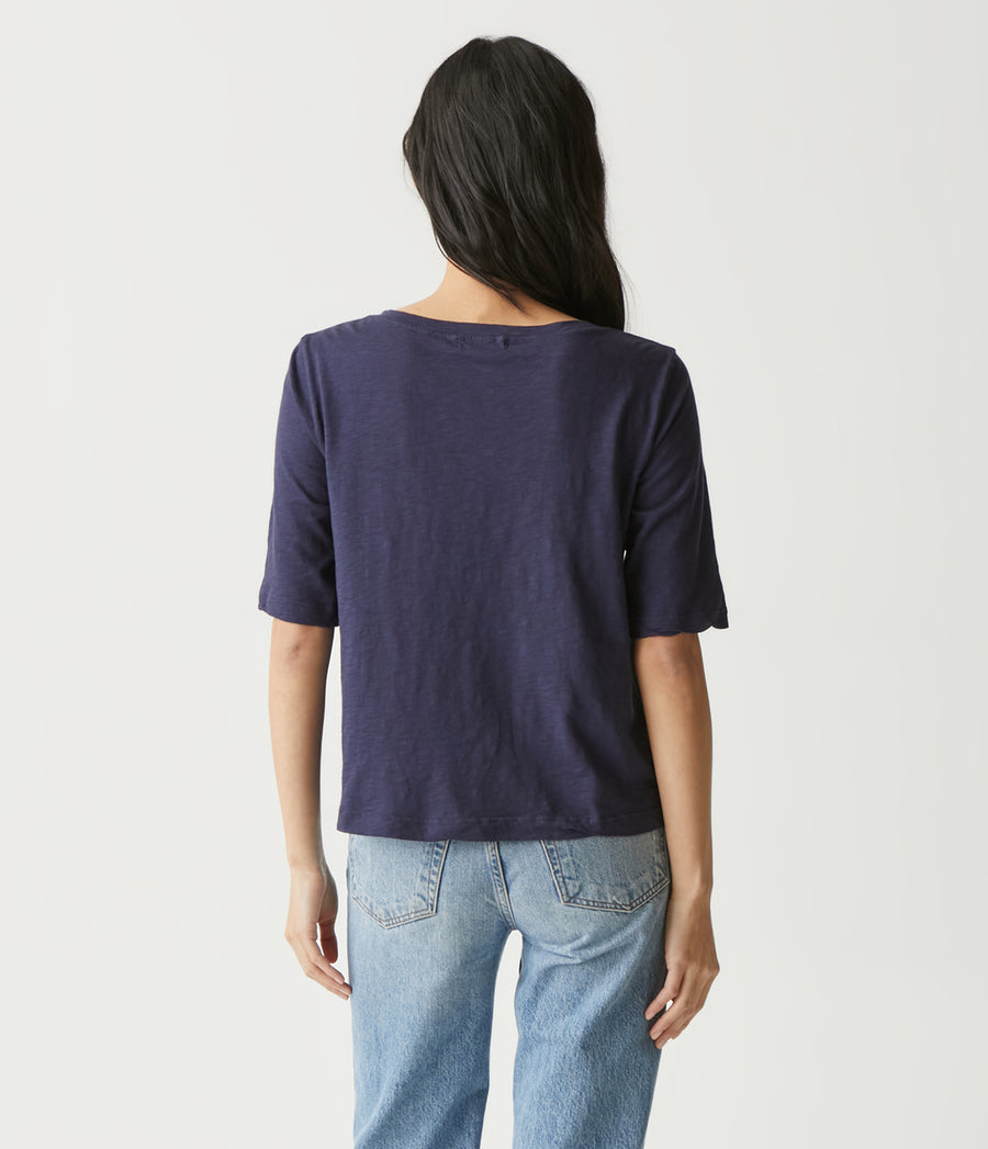 Dua Supima Tee in Admiral Blue Back View #ADMIRAL