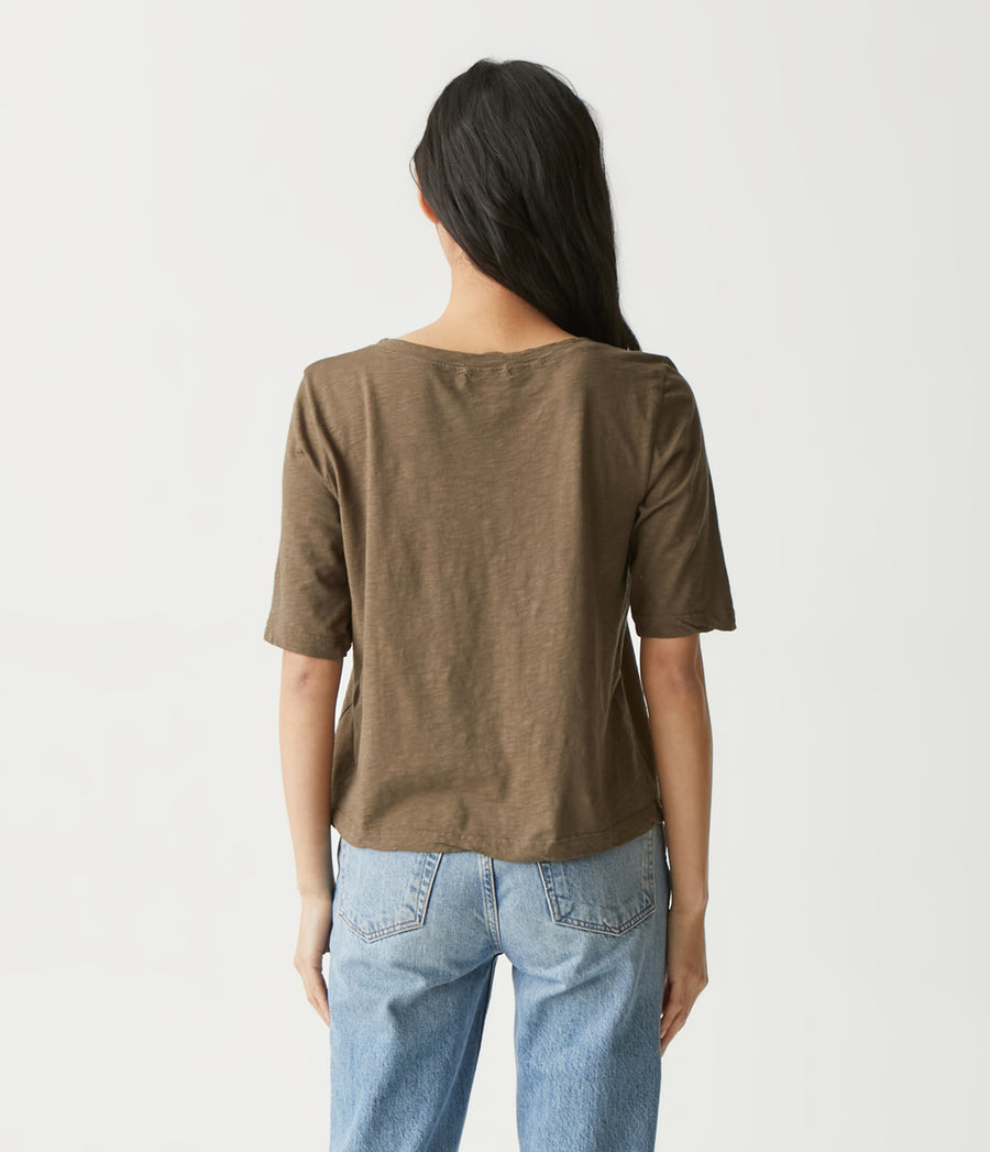 Dua Supima Tee in Dolma Green Back View #DOLMA