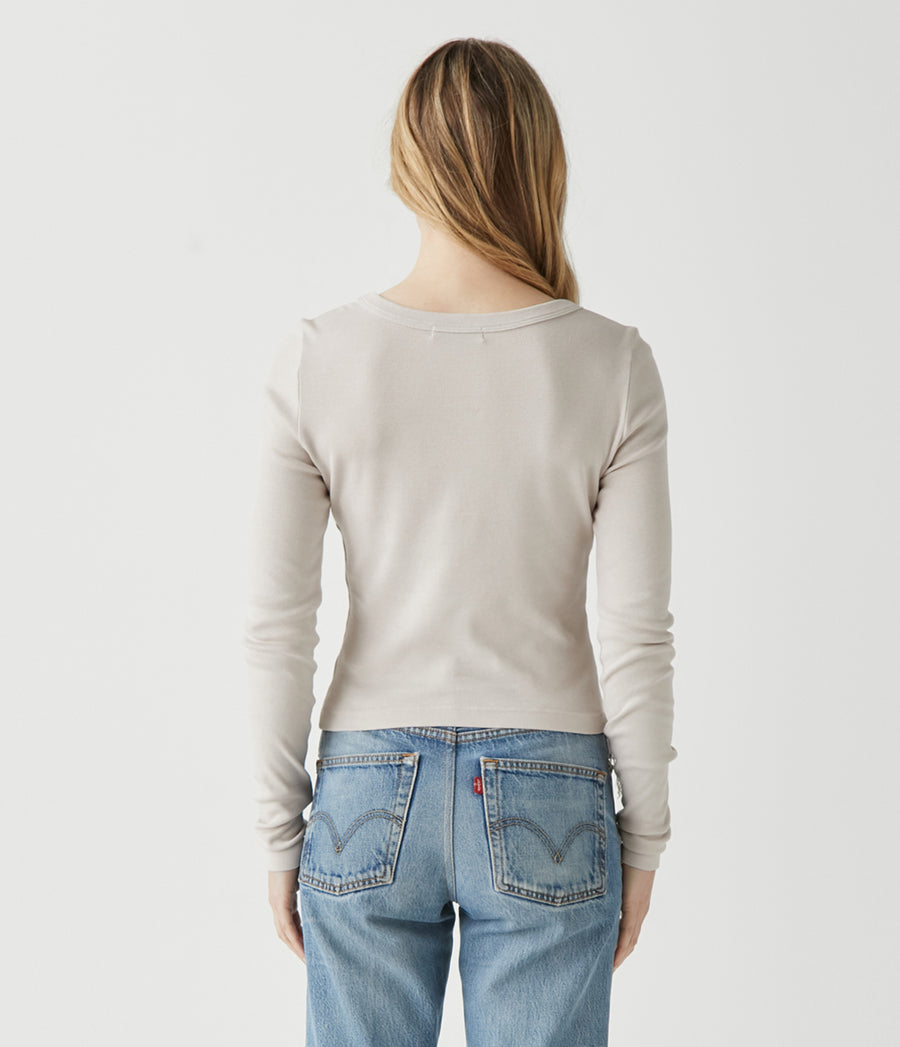 Orion Cropped Tee in Cement Beige Back View #CEMENT