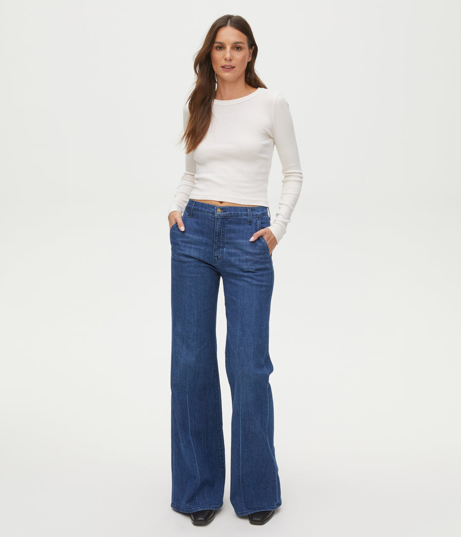Orion Cropped Tee in Chalk White Full Body View #CHALK