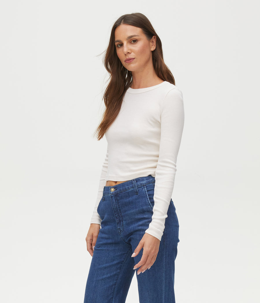 Orion Cropped Tee in Chalk White Side View #CHALK
